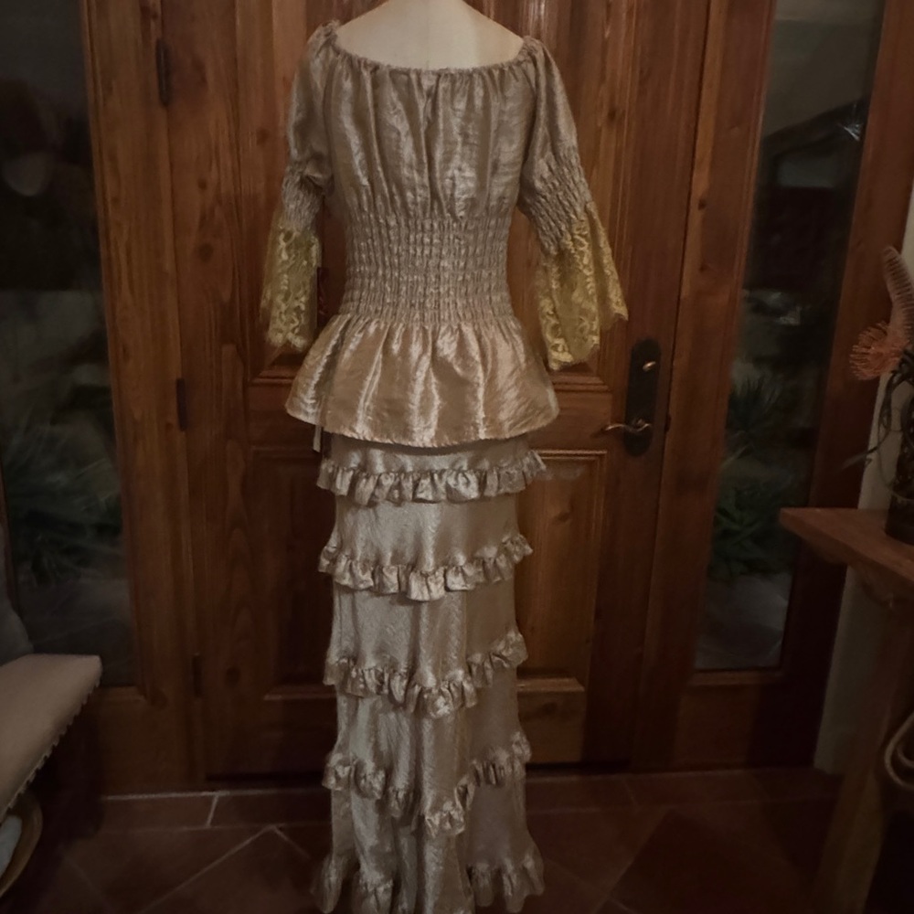 Chic Gold Ruffle Skirt Set - Picture 2 of 5